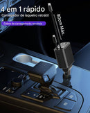 DriveCharge Ultra 120W – Carregador Veicular Retrátil 4 em 1