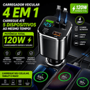 DriveCharge Ultra 120W – Carregador Veicular Retrátil 4 em 1
