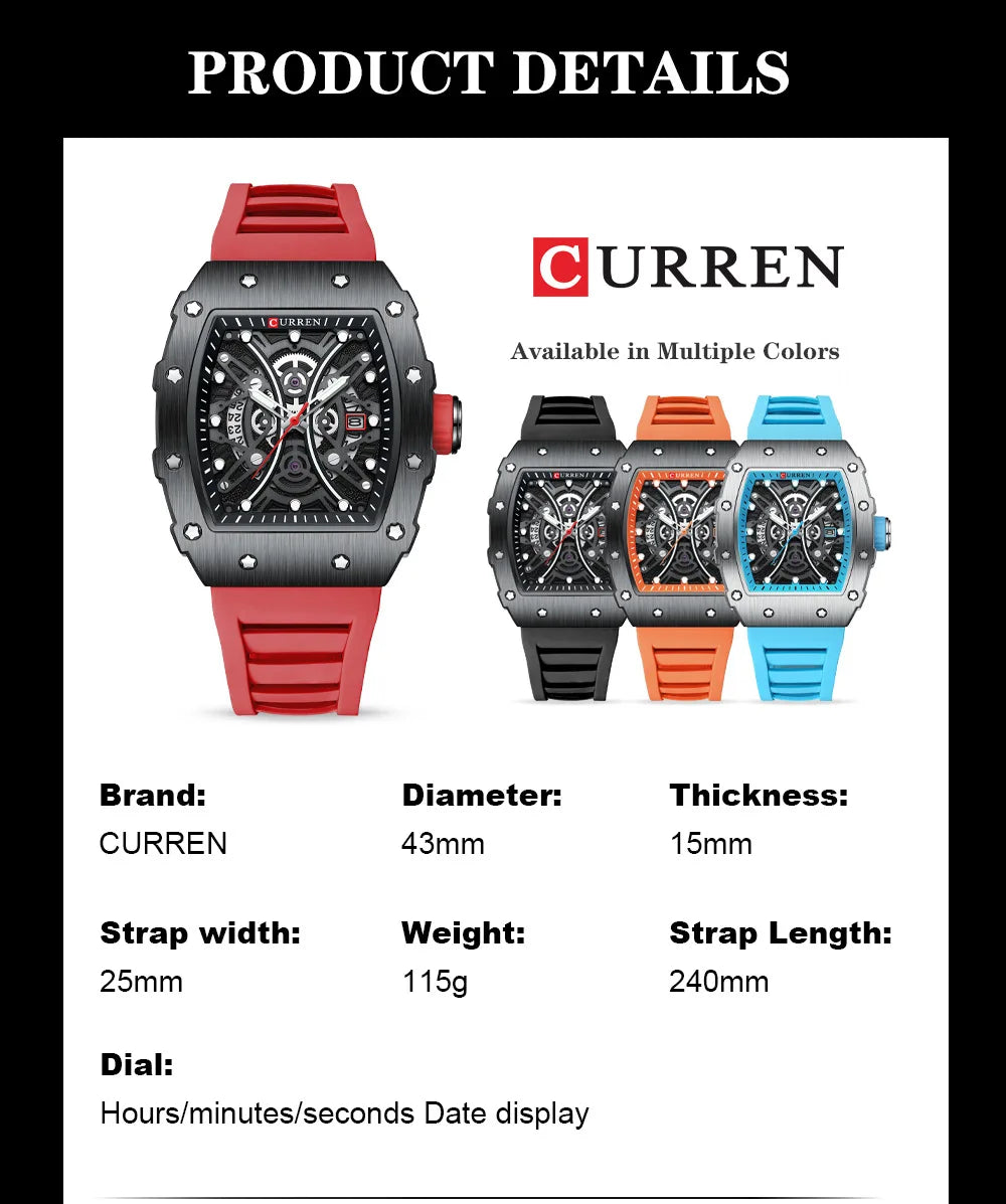 CURREN 8438 Luxo Esportivo – Aço Inoxidável & Resistente à Água