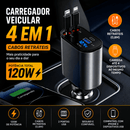 DriveCharge Ultra 120W – Carregador Veicular Retrátil 4 em 1